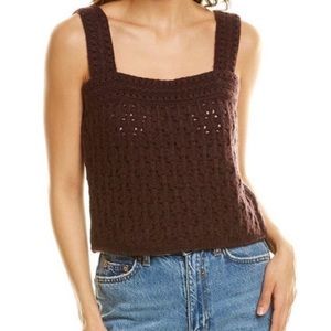 NWT Vince Plum Wine/Eggplant color Wool-Cashmere Crochet Cami, Size Medium